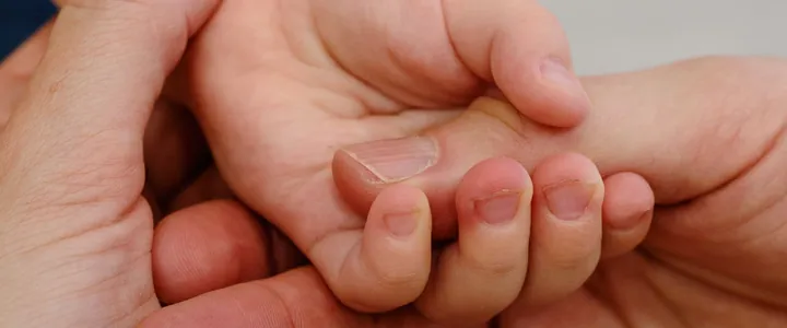 Image d'ambiance : la main d'un adulte qui tient celle d'un enfant