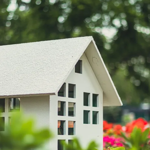Une petite maison blanche entre les feuillages (photo d'ambiance)